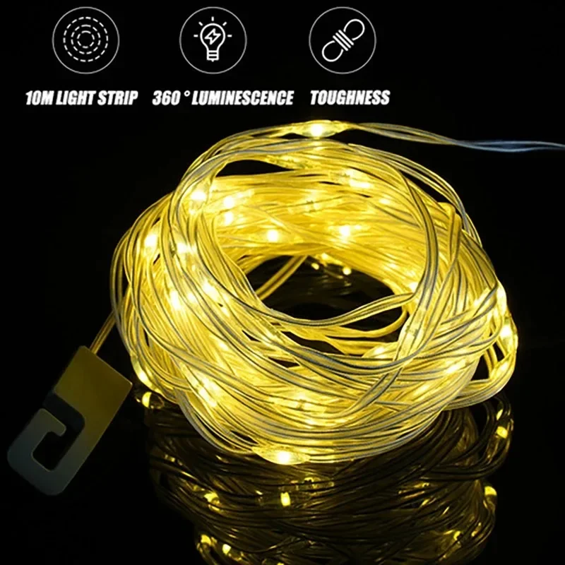 Solar Lights Outdoor Camping Light 10meter String Light Outdoor Tent Light RGB Atmosphere Light LED Flashlight with Hook ﻿ 4