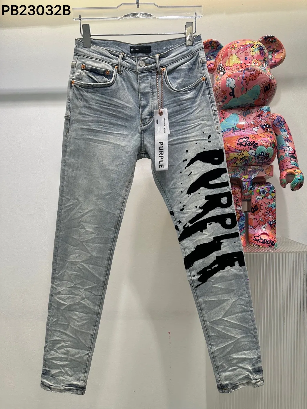 

Purple Brand Buy demin ripped jeans men's summer thin section printed Slim straight moto biker wholesale men's pants