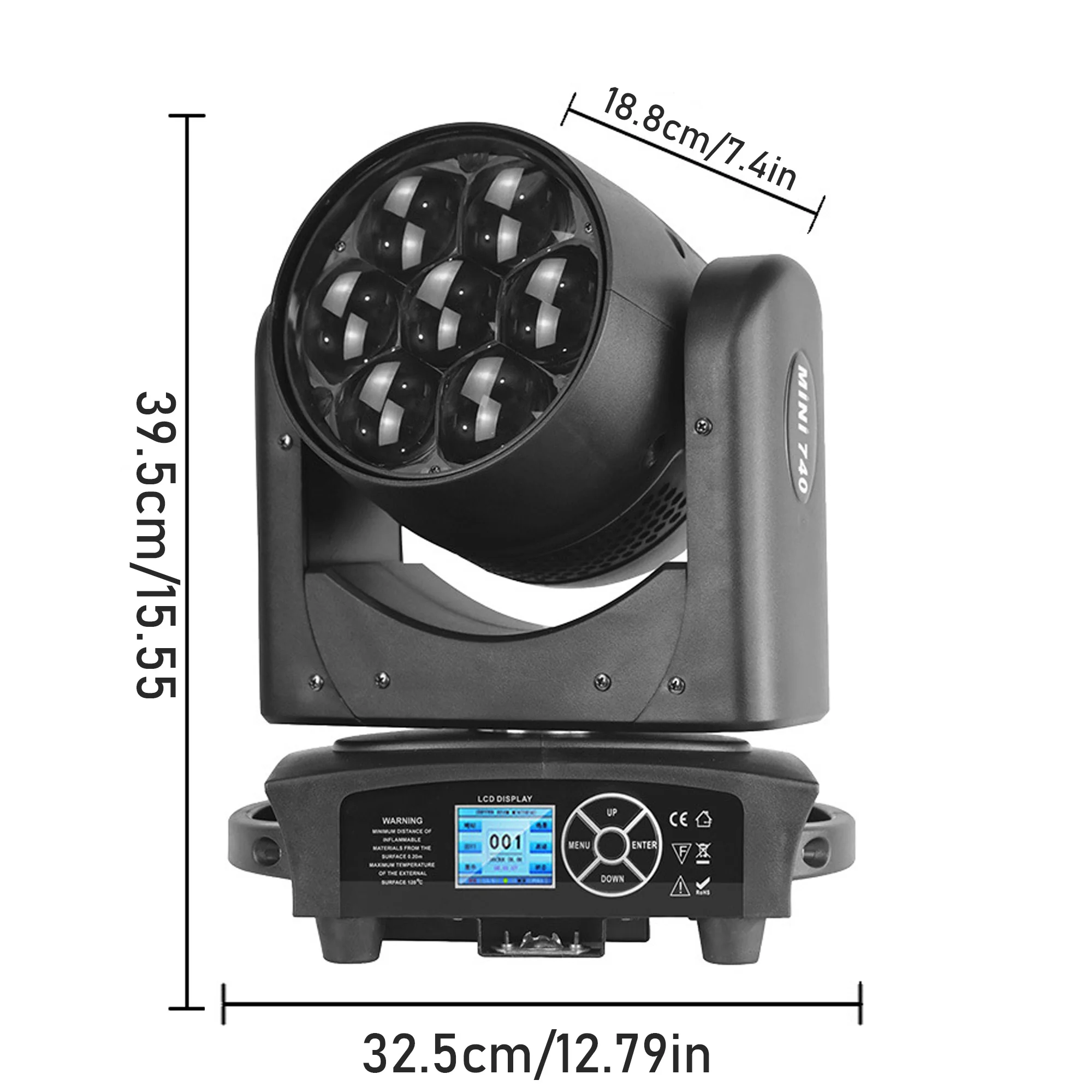 Moving Head Light 7*40W RGBW 4 in 1 LED Beam Wash Zoom Effect Stage Lighting Spo