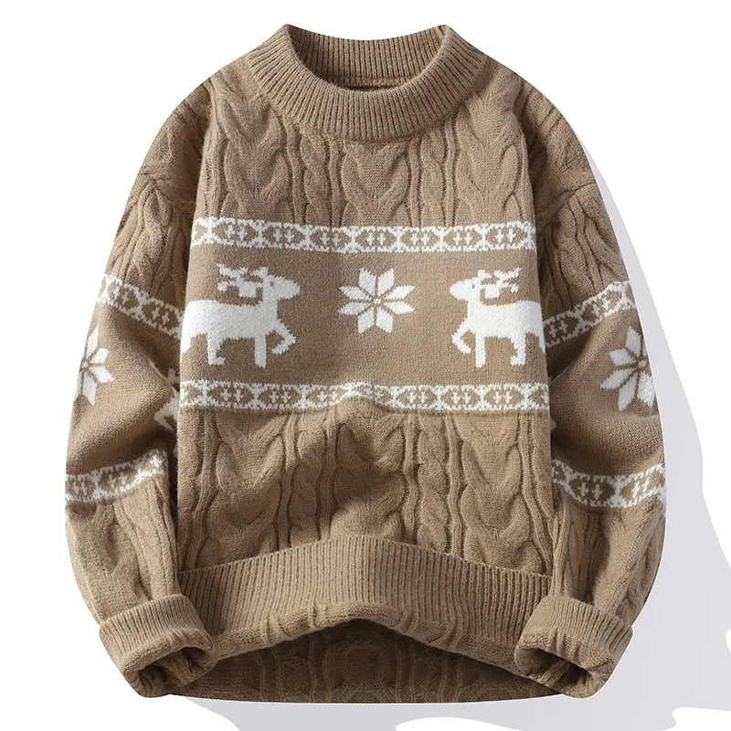 thumbnail image 1 of Suéter navideño familiar con estampado de renos, manga larga, cuello redondo, jersey navideño para vacaciones, jersey coreano, jersey para hombre, 1 of 5
