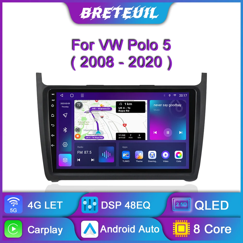 Radio navigation VW Polo 5 2008-2020 Android Auto Carplay GPS