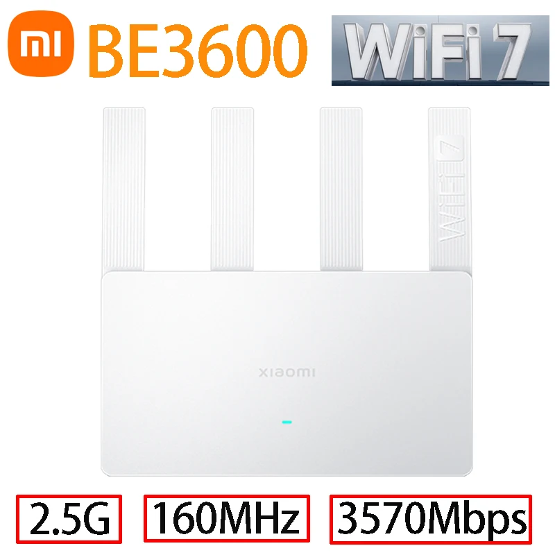 

XIAOMI BE3600 WIFI7 Router 2.4/5GHz Dual Frequency 160MHz 3570Mbps Qualcomm quad-core 1.1GHz CPU Dual WAN LAN Mesh Network