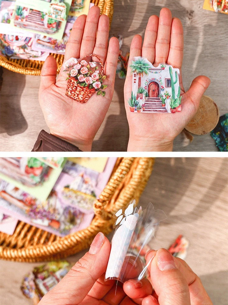 Forest Small Town Series 20Pcs Aesthetic PET Stickers Waterproof Vintage Building Scenery for Journals Planners Scrapbooking
