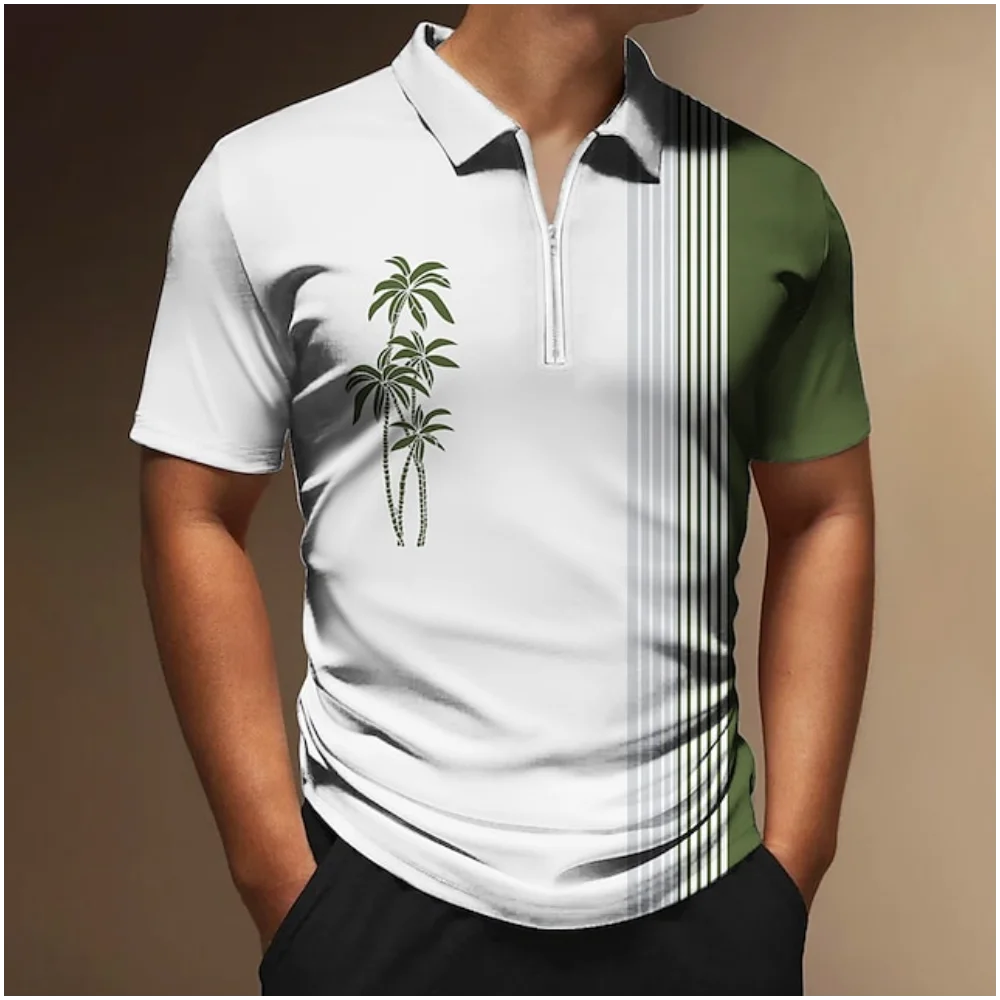 Man Zipper Polo Shirts 3d Stripe Printed Men's T Shirts Summer Male Casual Clothing Oversized Lapel Button Tshirts Everyday Top 8 Sbe4f9e9d39f447f1a64f0219c838011cL