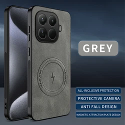 Fashion PU Leather Wireless Charging Skin - Friendly Ultra Lightweight Anti - Fall Protective Case - Xiaomi 17T Pro (GRAY)
