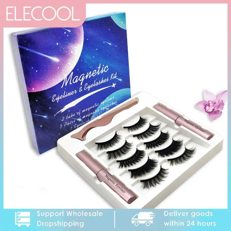 

Magnetic liquid Eyeliner And Magnetic False Eyelashes No Glue Natural Lasting Handmade Eyelash Makeup Tool Set TSLM1