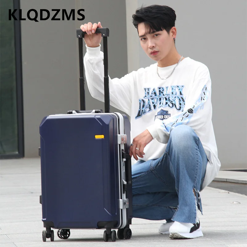 klqdzms handheld travel suitcase aluminum frame boarding box men's business trolley case 20"22"24"26 inch pc rolling luggage KLQDZMS Handheld Travel Suitcase Aluminum Frame Boarding Box Men's Business Trolley Case 20"22"24"26 Inch PC Rolling Luggage 3