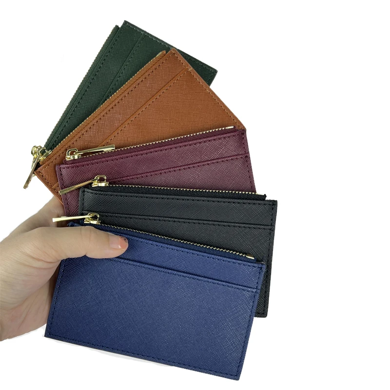 New coming slim design large capacity multifunctional card slots men's and women's saffiano pu leather card holder wallet