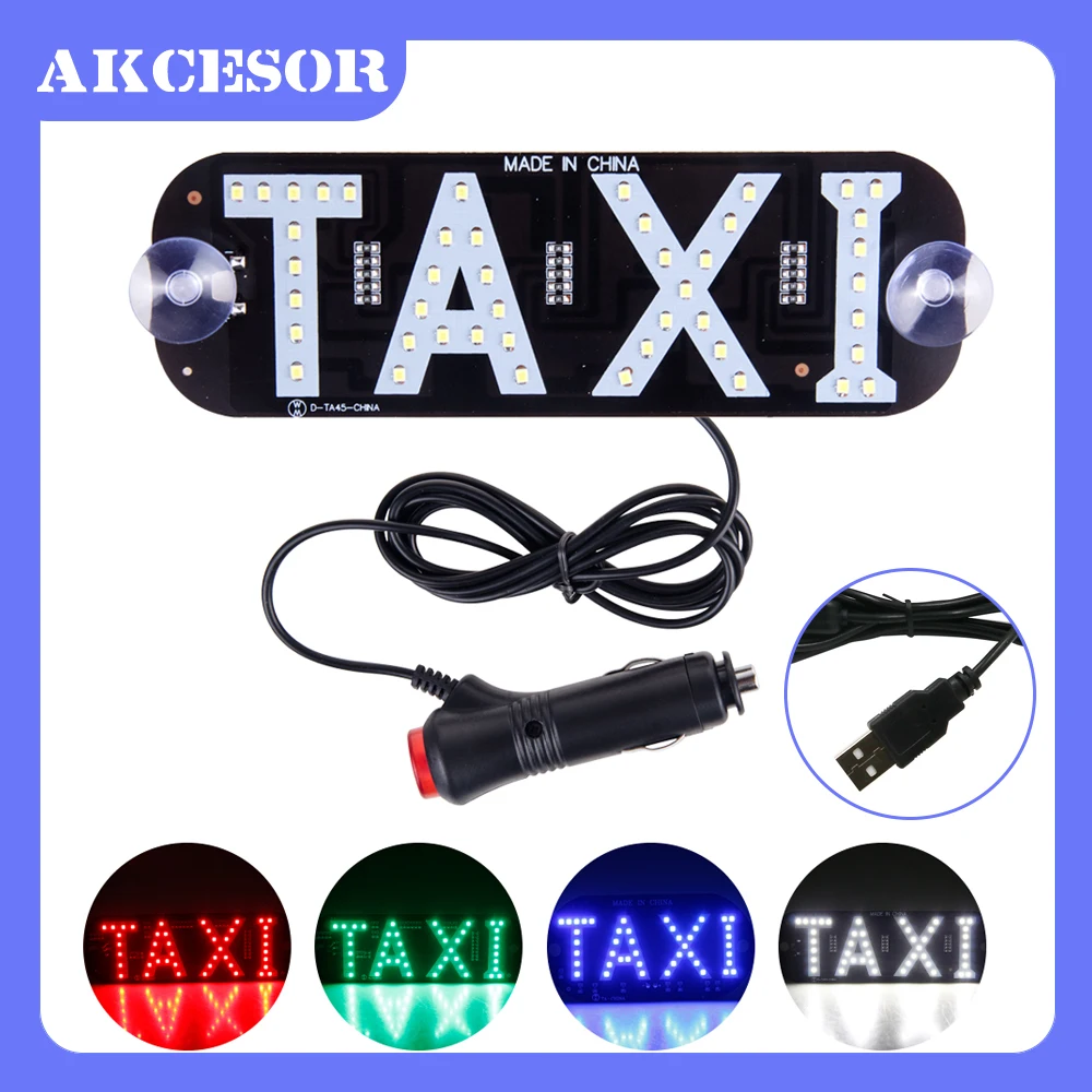

Taxi Sign LED Car Signal Light Cab Indicator Energy Windscreen Lamp Windshield Light USB/Cigratte Connector