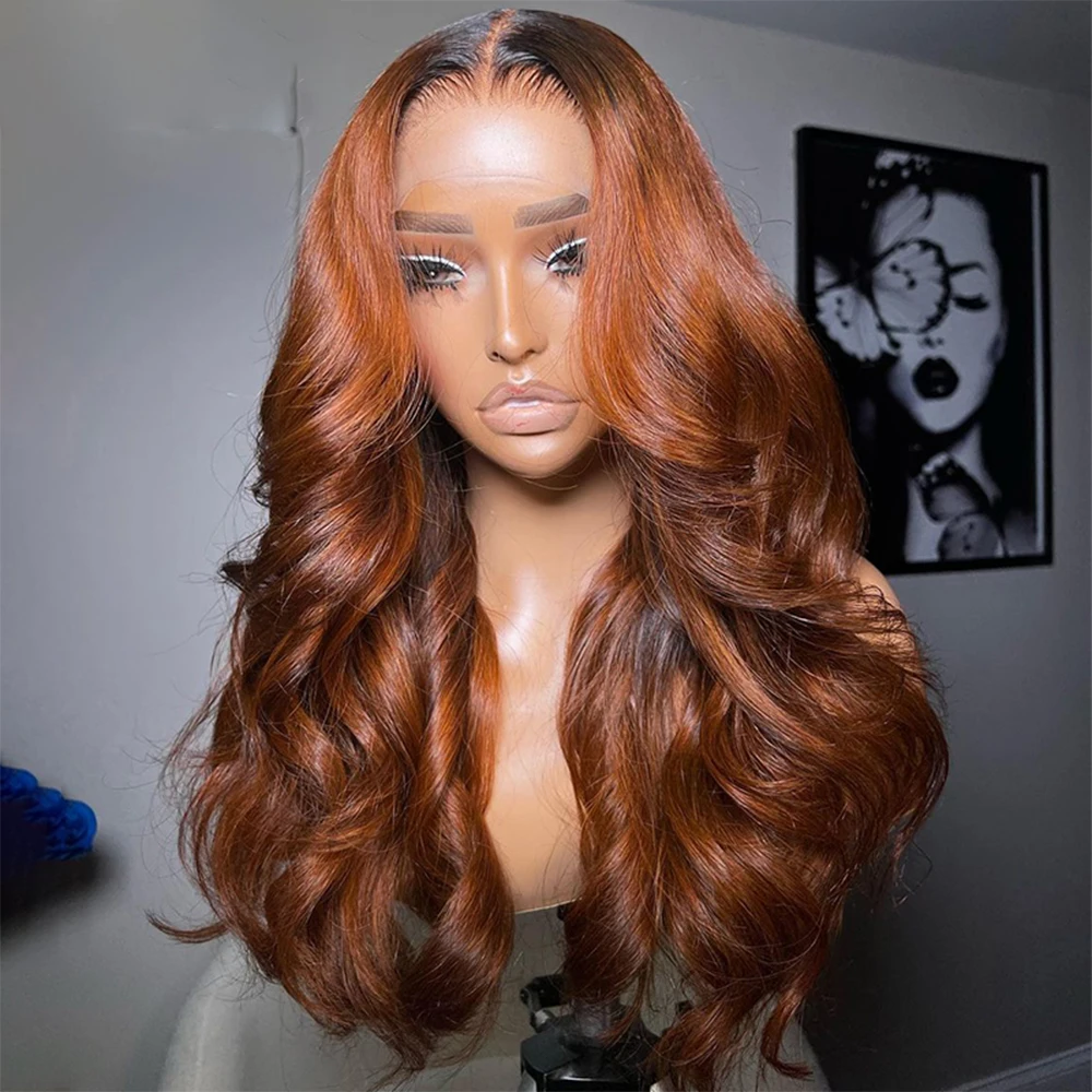 Ombre Orange Ginger Wig Body Wave Brown Colored Human Hair