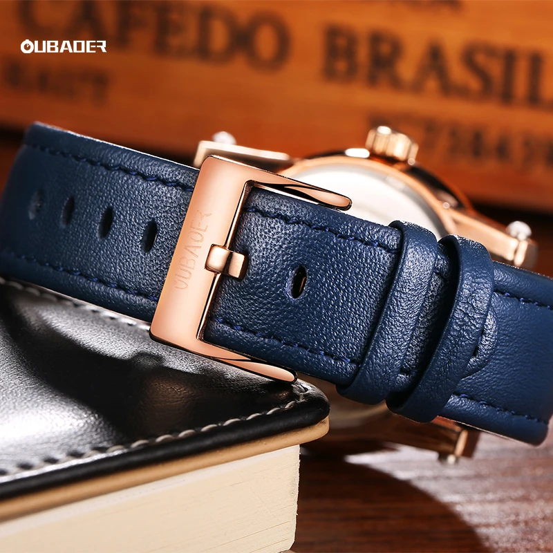 2024 OUBAOER NEW Original Watch for Men Luxury Top Brand Date Quartz Genuine Strap Simple Design Men's Watches Reloj Hombre