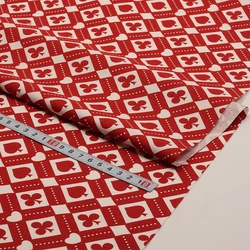Red Series Cotton Twill Printed Fabric - Premium Quality for Handmade DIY Projects (Red and White)