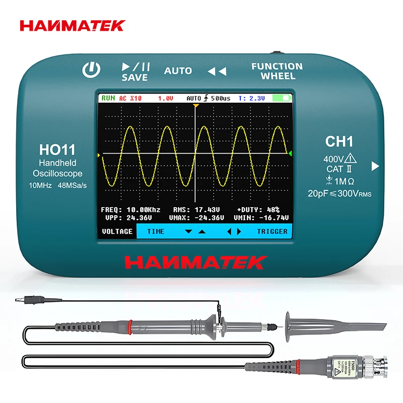 Hanmatek Digital Oscilloscope 10MhZ Bandwidth Highly Sensitive Response Signal Mini Handheld Oscilloscope Electronic Repair digital oscilloscope
