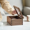 Black Walnut Storage Box with Tempered Glass Lid Retro Tea Set Organizer Elegant Home Decor for Living Room Premium Display Case 3