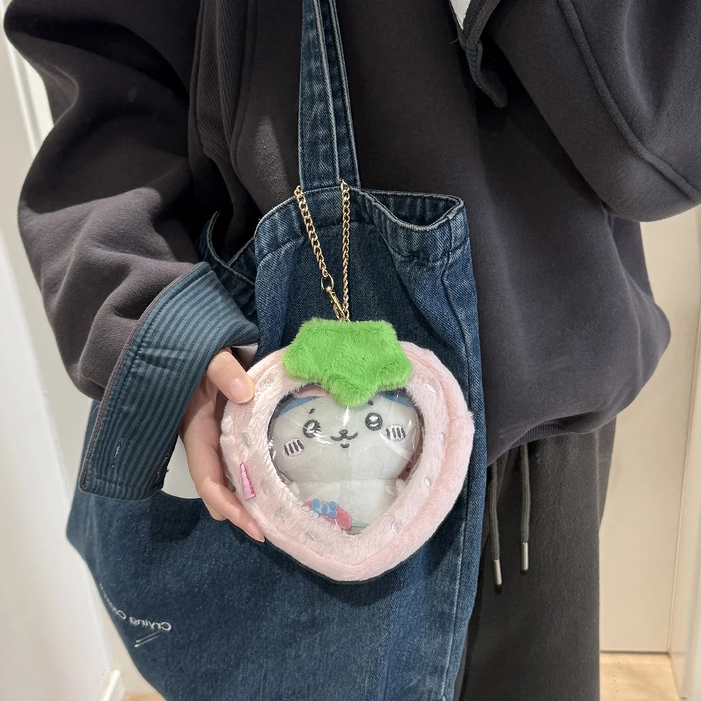 Transparenter Rucksack für Ausflüge mit Kindern, Display-Anhänger, PVC-Plüsch-Apfelpuppen-Tasche, Aufbewahrungstasche für Blindbox-Figuren, staubdicht