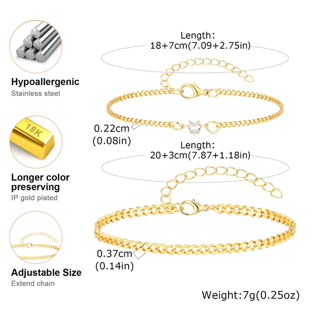 Bracelet en acier inoxydable en forme de cœur et de Zircon pour femmes et hommes, ensemble de bijoux imperméable Simple de couleur or, cadeau pour Couple amoureux, 2 pièces