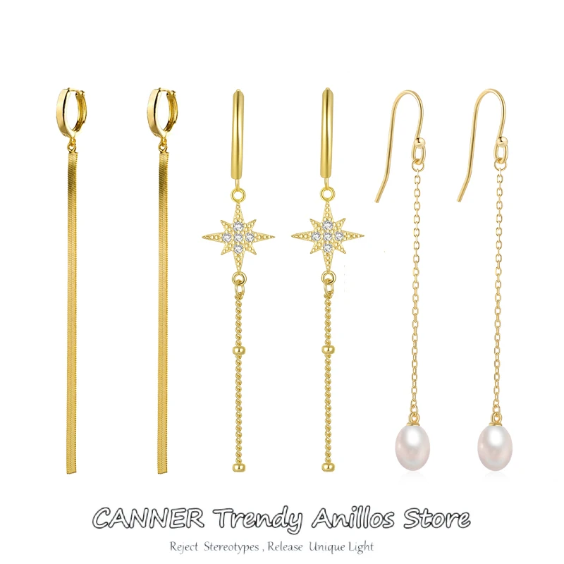 100% 925 Sterling Silver Vintage Long Chain Tassel Drop Earrings for Women Trend Korean Jewelry Hanging Pendientes