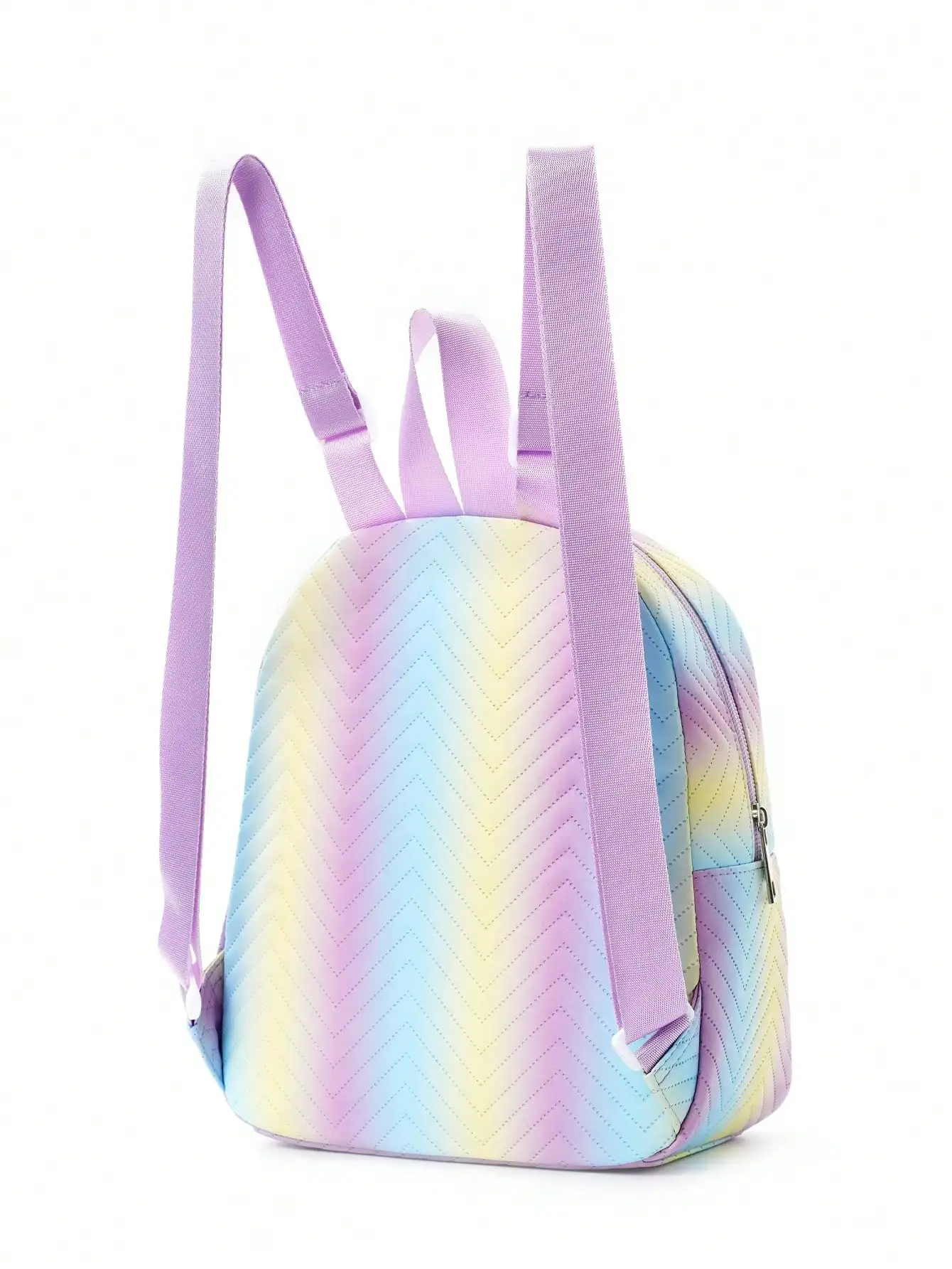 Girls Ombre Classic Backpack Chevron Detail Adjustable Strap with Zipper PU Medium 4