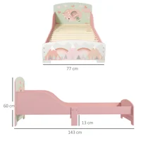 Lit pour enfants Zonekiz 143X77X60 cm Lit pour enfants de 3 à 6 ans avec barrières de protection et motifs Max. Charge 40 kg Rose 5