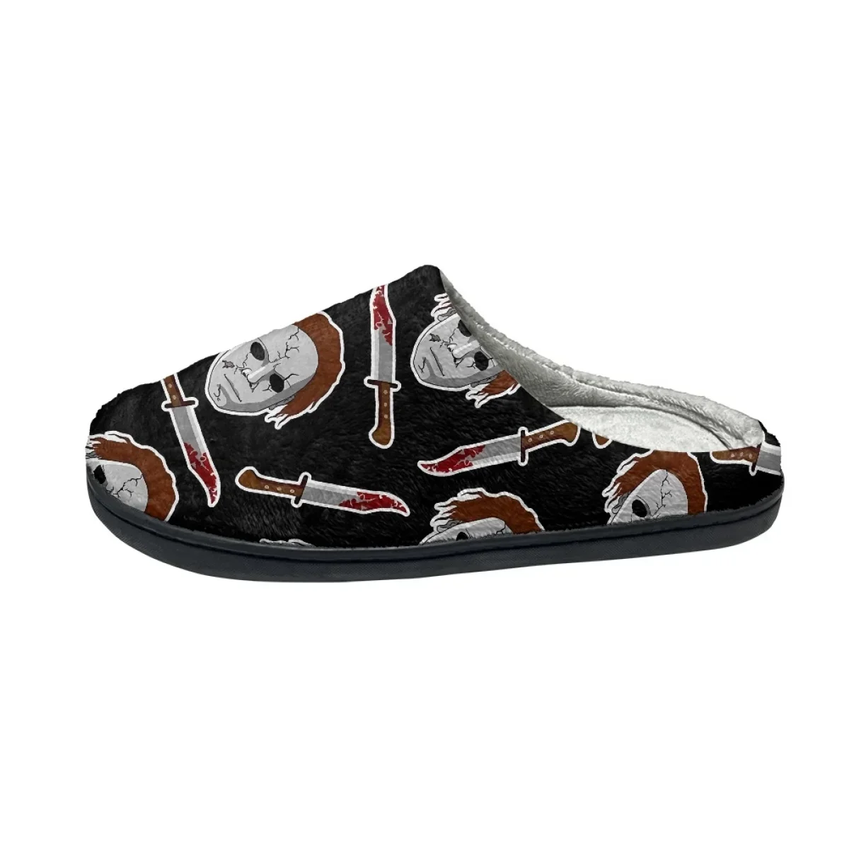 Winter Casual Comfortable Women Slippers Horror Movie Print Couples Footwear Drop Ship Autumn Winter Warm Men's Cotton Slipper