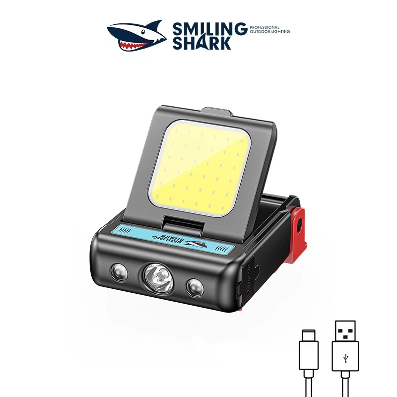 Smiling Shark TD0148 Motion Sensor Headlight, Rechargeable Led Headlamp, Clip-On Cap Hat Torch,For Hiking, Night Working