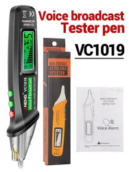 Enhanced Non - Contact Voltage Tester with Voice Broadcast and Laser Detection (VC1019 black(box))