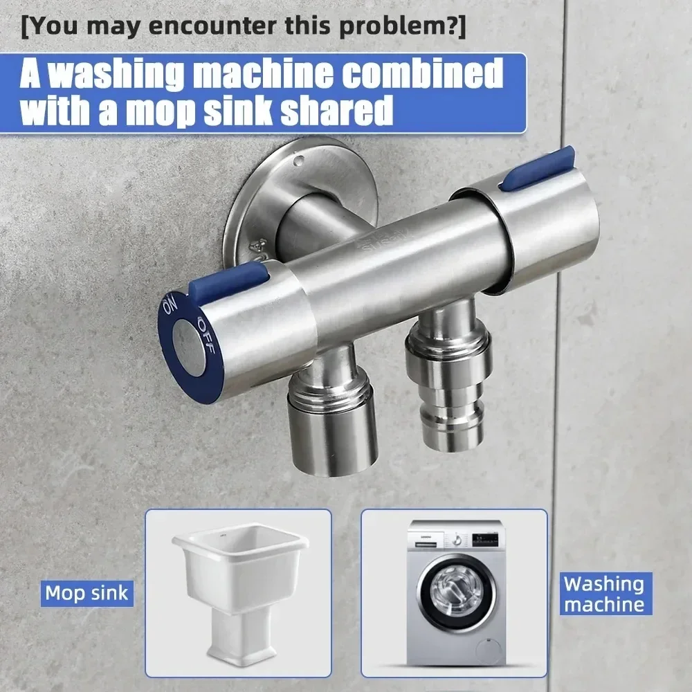 Home Bathroom Plumbing Faucet Divider 304 Stainless Steel Triangle Valve One in Two Toilet Double Switch Double Outlet