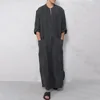 Dubai Style Loose Stand Collar Long Sleeve Thobe Traditional Islamic Casual Wear for Daily Use