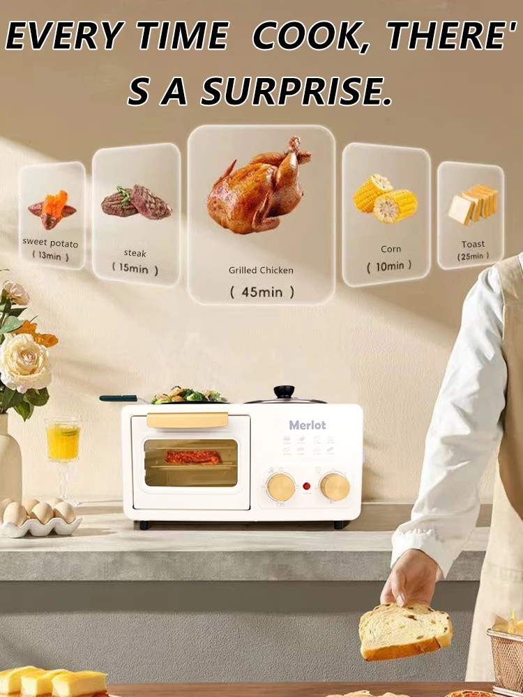 Multifunctional 4-in-1 Breakfast Machine Household Mini Electric Oven Sandwich Machine Omelette Frying Pan Hot Pot Boiler 5