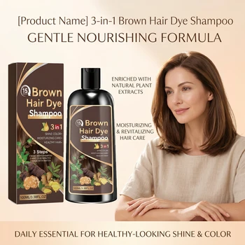 Shampoo Colorante Naturale a Base Vegetale, Idratante, Coprente per Capelli Grigi, Colore Nero a Lunga Durata, 3 in 1