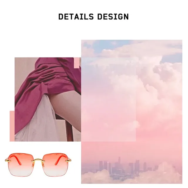 Gafas de sol sin montura para mujer, lentes gradientes de moda, Vintage, piernas de aleación, diseñador clásico, UV400, novedad de 2023 - Imagen 4