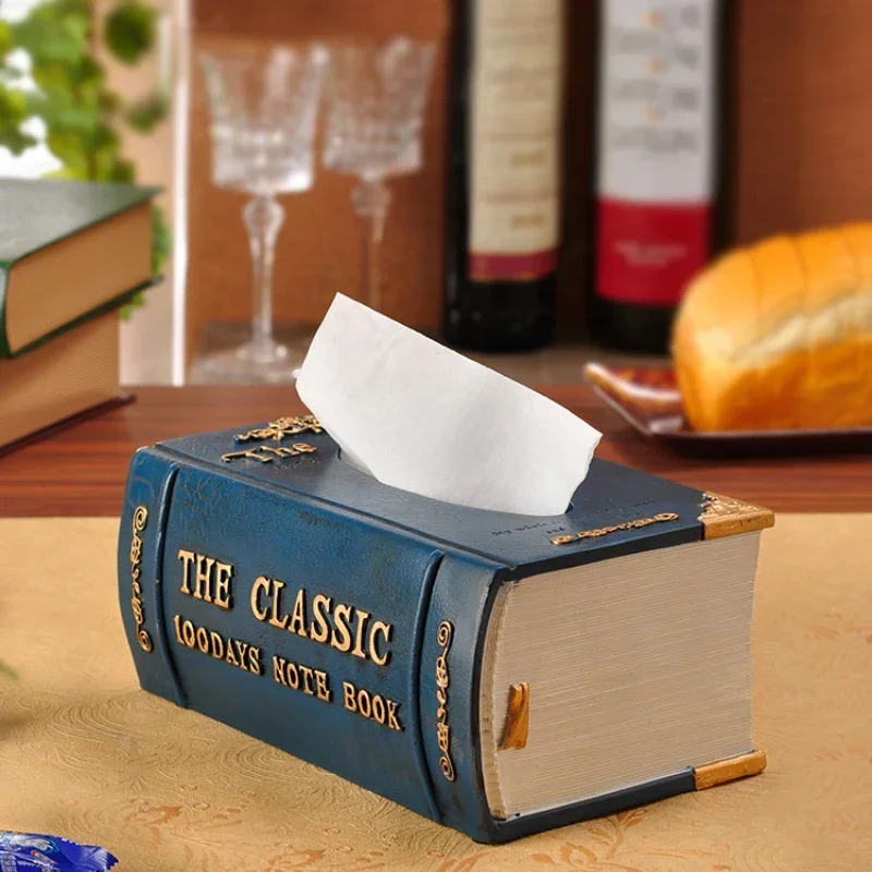

European style living room tissue box suction box household creativity American retro book storage box paper suction box