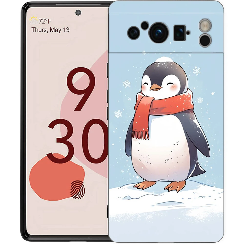 Adorable Penguin Kawaii Soft TPU Bumper Phone Case - Black Cover