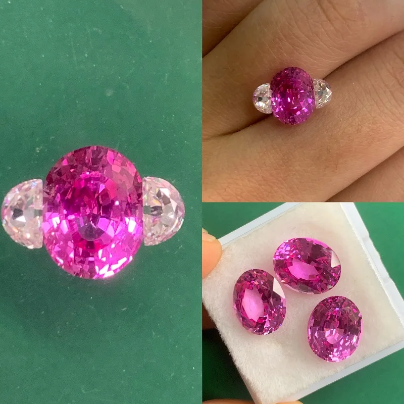 

Ruif новый креативный дизайн 3.7ct глубоко розовый лабораторный Выращенный сапфир набор драгоценных камней для изготовления ювелирных изделий