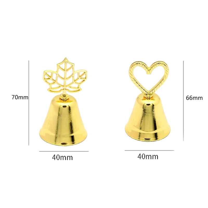 8 PCS Place Card Holders 2 Styles Gold Metal Bell Shape Table Number Holders Jingle Bell Book Note Photo Stand Clips Home Decor
