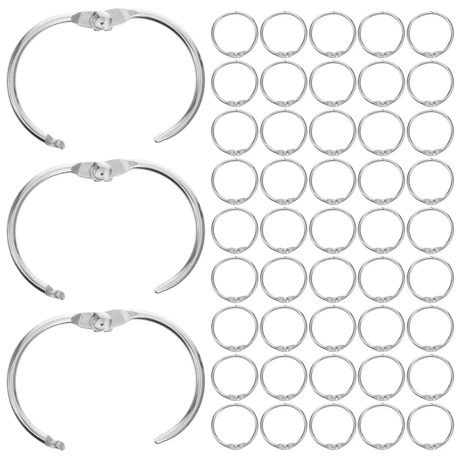 100개 루즈리프 바인더 링 금속 북 링 소형 링 바인더 클립 DIY 스크랩북킹..