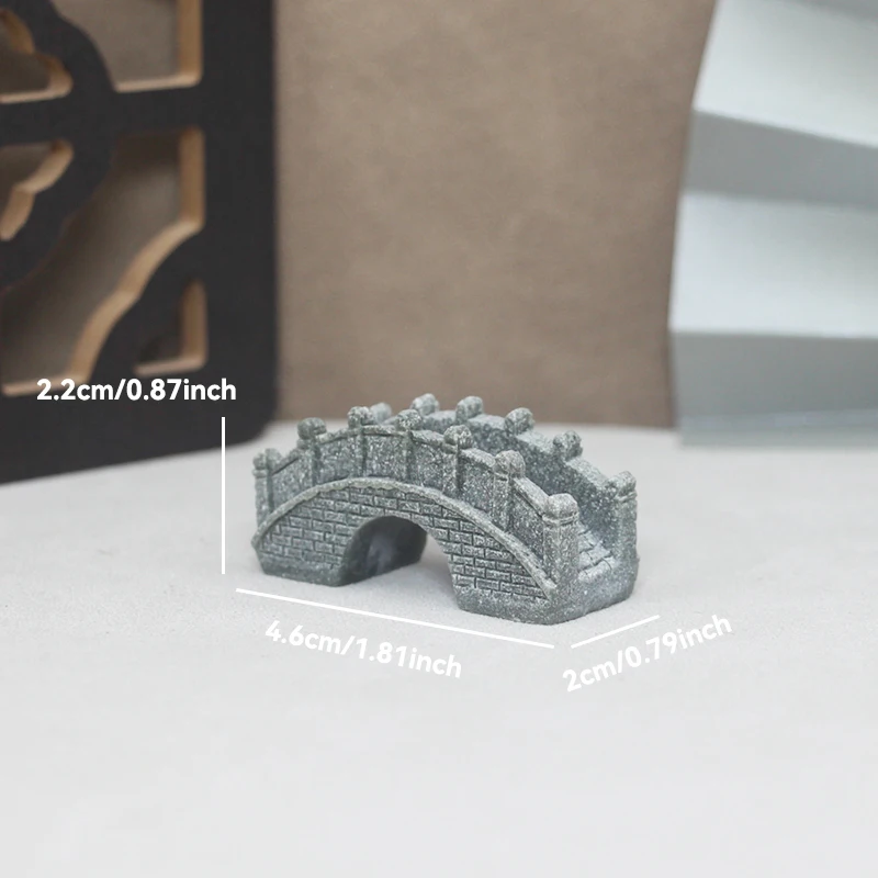 Miniature Sandstone Bridge Figurine for Decorative Landscaping and Fairy Gardens