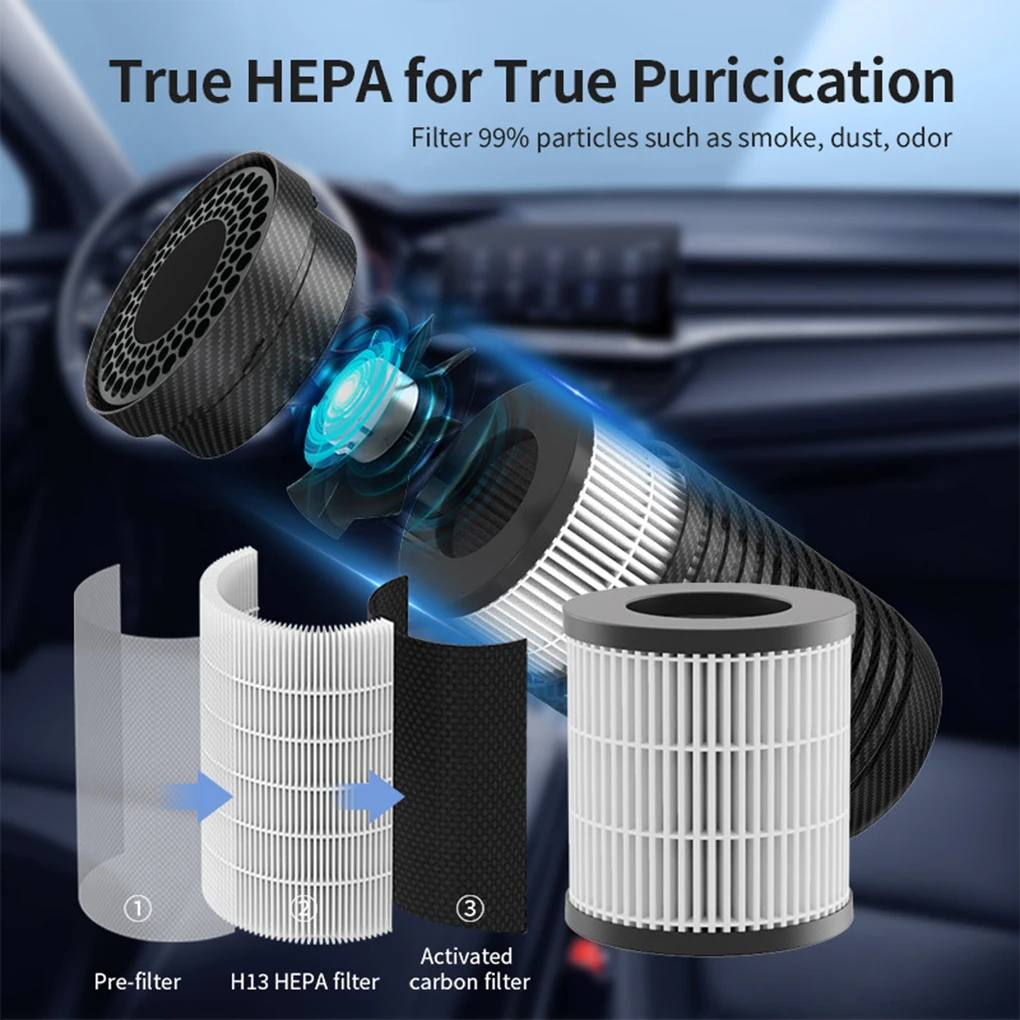 Car USB Air Purifier Air Purifier Portable Car Cleaner With LED Light Carbon Fiber