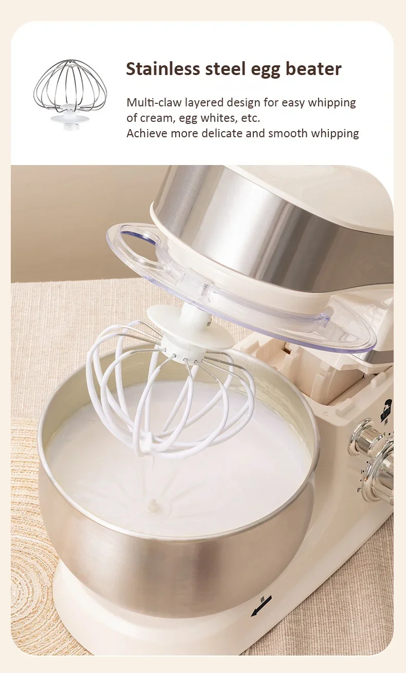 3-IN-1 Electric Stand Mixer 6-Speed with Pulse Button, Dough Hook, Beater, Whisk for Home Cooks Food Beater Electric Food Mixer