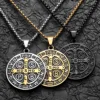 St.Benedict  Exorcism Stainless Steel Men Necklaces Pendant Chain Powerful Amulet Vintage New For Women Jewelry Gifts Wholesale 1