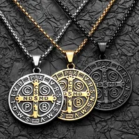 St.Benedict  Exorcism Stainless Steel Men Necklaces Pendant Chain Powerful Amulet Vintage New For Women Jewelry Gifts Wholesale 1