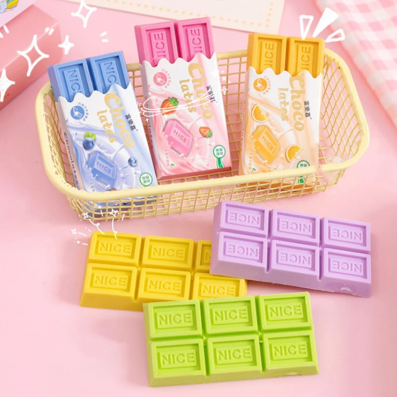 Cartoon Chocolate Design Eraser Large Eraser for Student Painting Writing Pencil Stationery School Office Supplies 1/3/5pcs pencil eraser biscuit eraser kneadable eraser retractable eraser plasticine eraser eraser pen eraser refillable pen