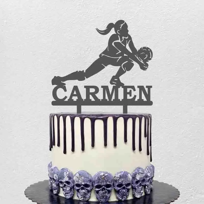 

Personalized Volleyball Cake Topper Custom Name Age Girl Playing Volleyball Silhouette For Volleyball Player Birthday Topper