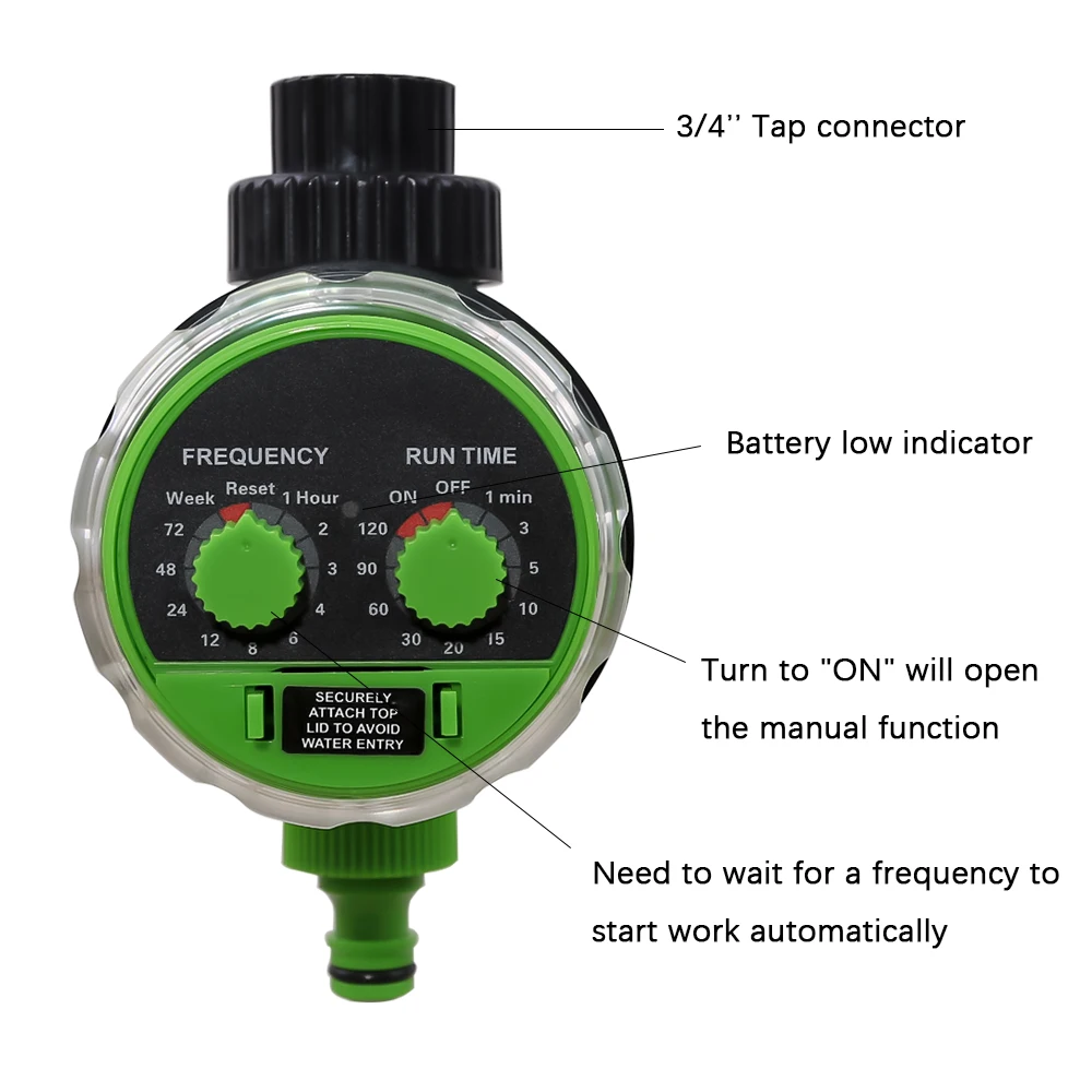 Garden Watering Timer 0 Water  Pressure Ball Valve Irrigation Controller Home Garden Automatic Watering Electronic Green - 2