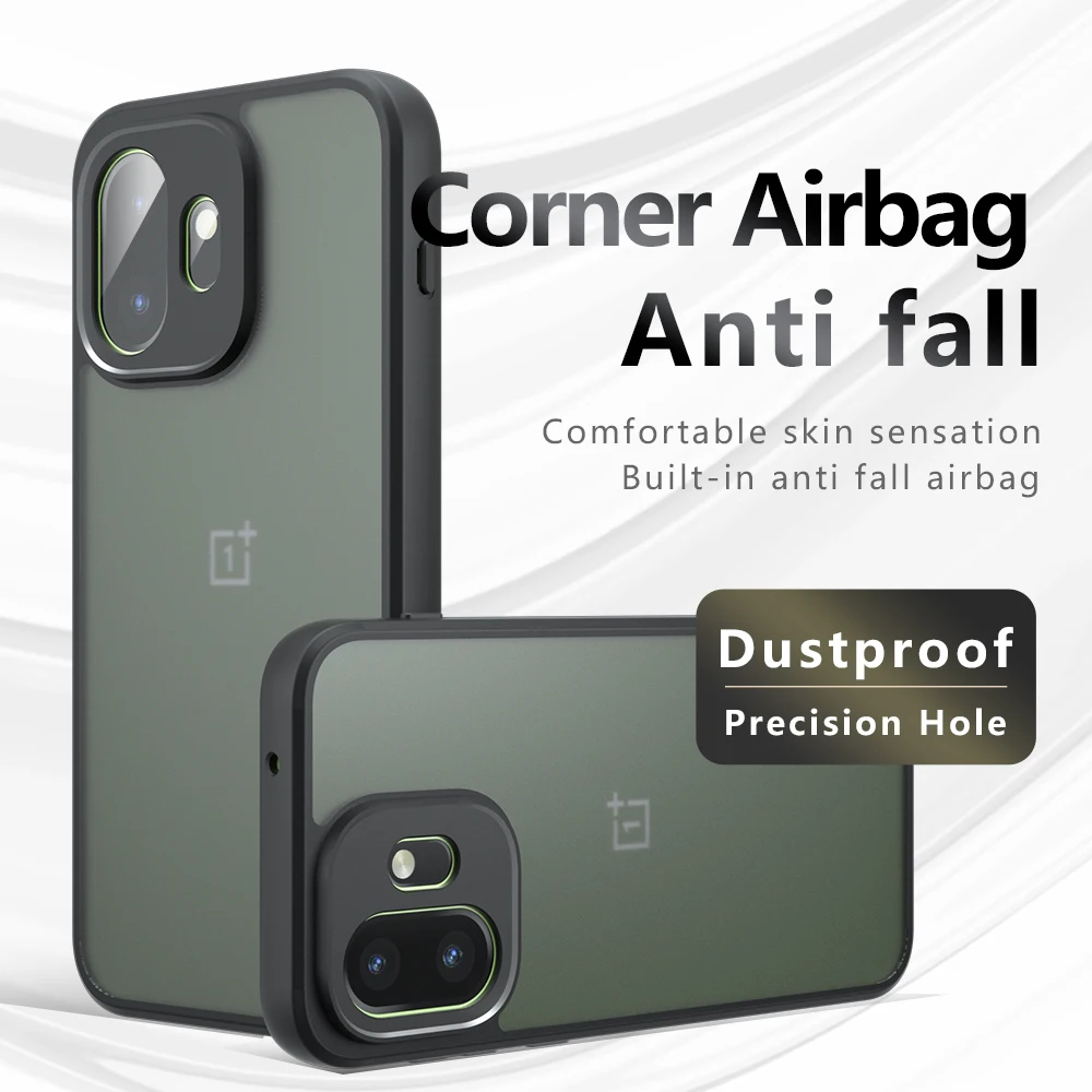 Shockproof Frosted Matte Phone Case with Translucent Hard Plastic and TPU Frame