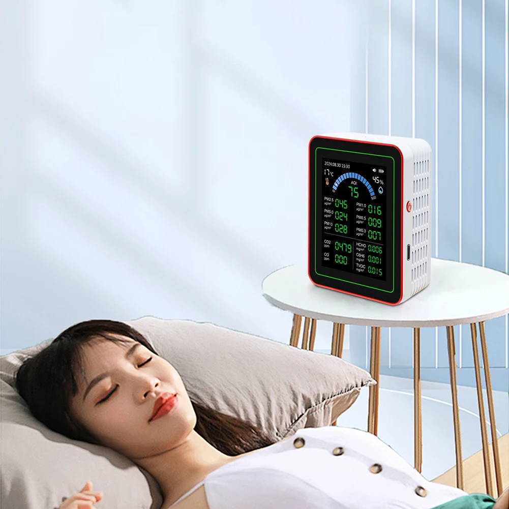 18 In 1 Professional Air Quality Detector Detect 6AQI HCHO PM2.5 PM10 CO2 Portable Air Quality Tester for Home Hotel Office Car