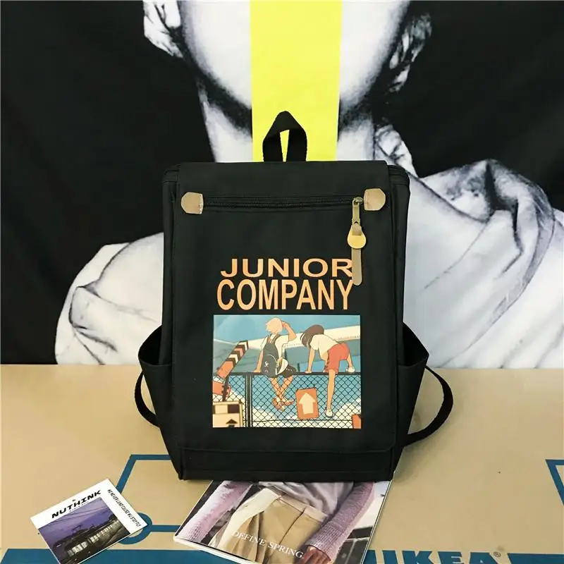 thumbnail image 1 of Mochila de lona con estampado de dibujos animados para mujer, moderna, sencilla, informal, versátil, estilo universitario, para estudiantes y ordenador, 1 of 5