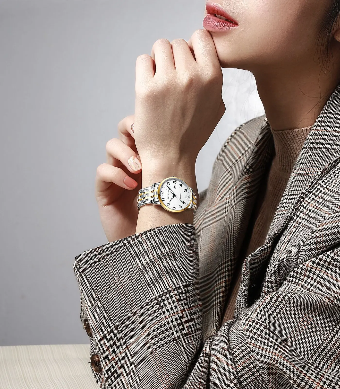 UTHAI H10 Elderly Watches Waterproof Big Number 41mm Dial Light luxury Gold Steel Watch Men's Fashion Quartz Wristwatches Clock - Image 6