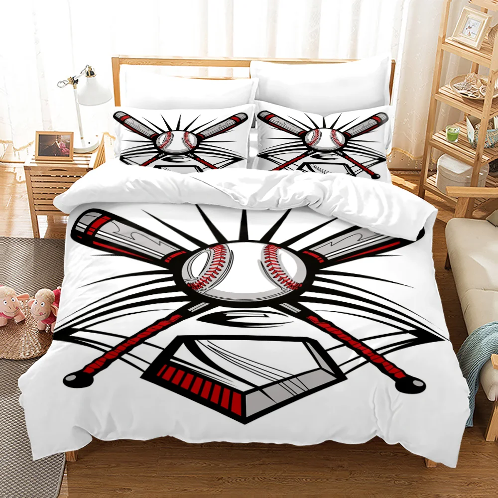 Baseball Sports Bedding Set Duvet Cover Pillowcase 100% Polyester King Size 3D Comforter Digital Printing Quilt Cover For Boys 3