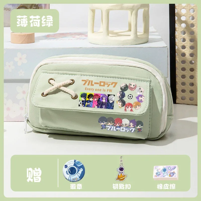 أسود أبيض أزرق أخضر، قفل أزرق، حقيبة أقلام مقلمة أ...